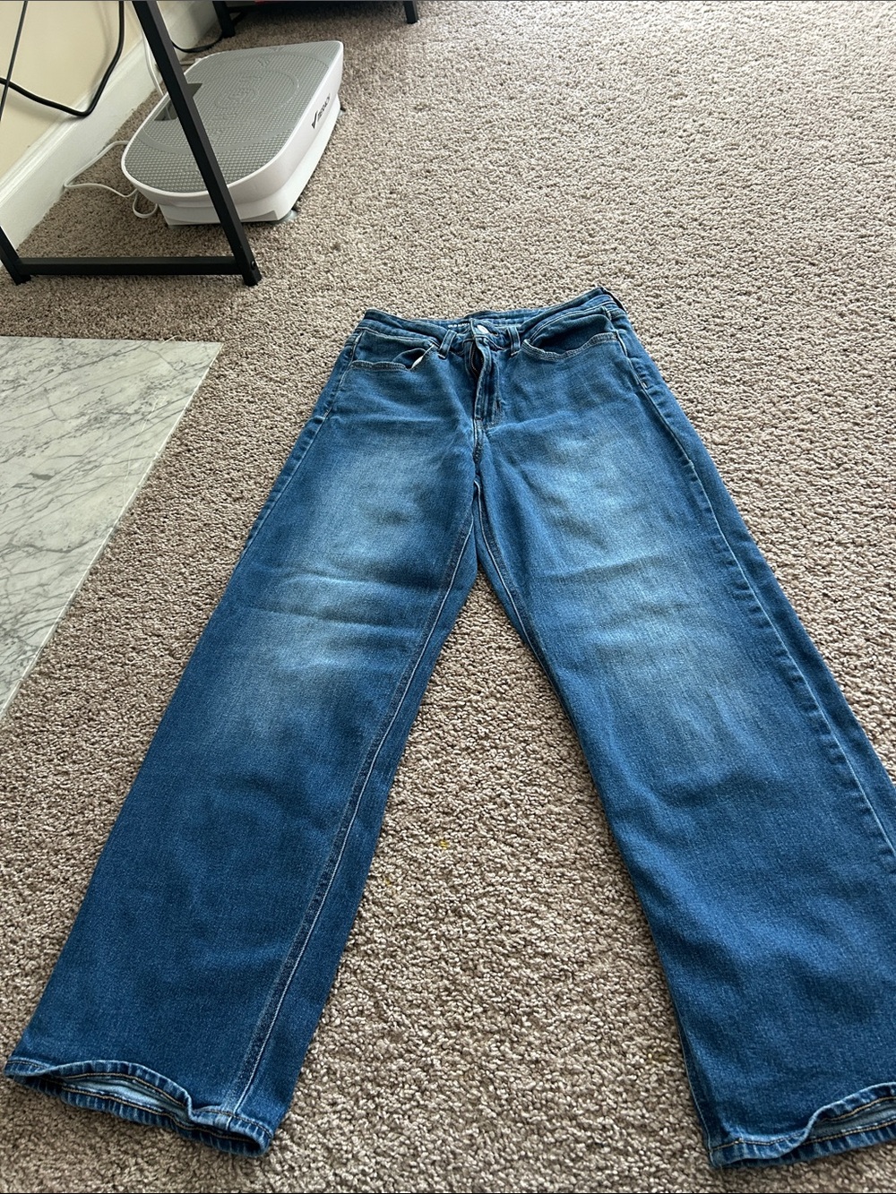 Classic Wide-Leg Blue Denim Jeans